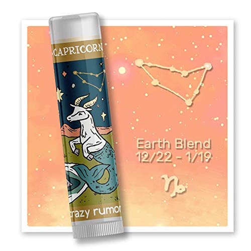 Crazy Rumors Capricorn Zodiac All Natural, Plant Based Lip Balm to Moisturize and Nourish your Lips - Earth Blend (Sweet Vanilla, Fragrant Rose and Plum)