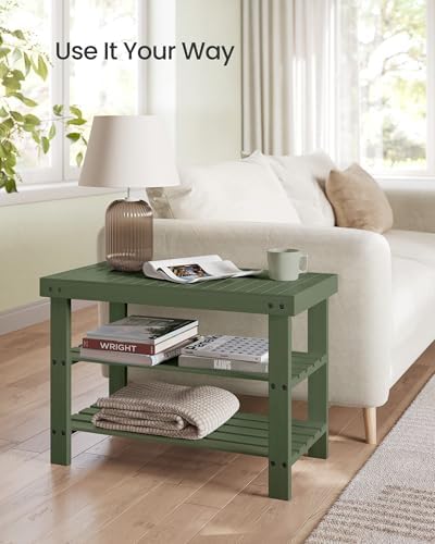 SONGMICS Shoe Rack Bench, 3-Tier Bamboo Entryway Bench, 27.6 Inches Width - Image 5