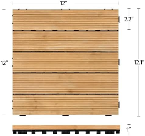 Topeakmart 12x12in Interlocking Wood Deck Tiles 11PCS Flooring, Natural Wood - Image 6