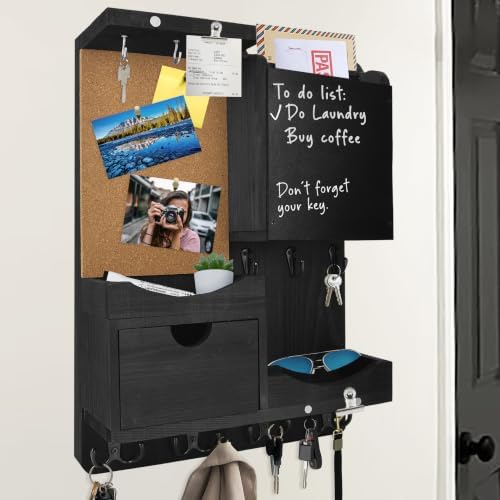 Key Holder Wall Mount with Drawer and Mail Organizer by HEKOOLA