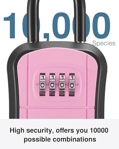Puroma Key Lock Box Outdoor 4 Digit Code Combination Lockbox House, 1 Pink - Image 2