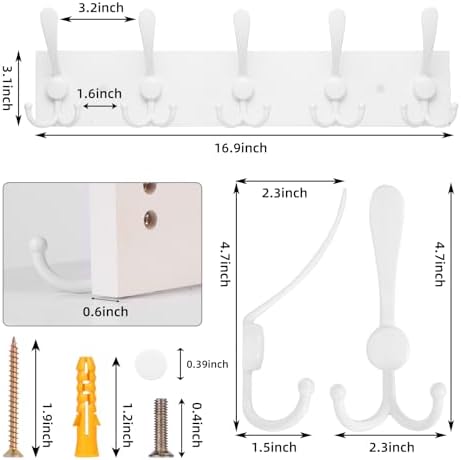 Kuhome 2pcs Coat Rack Wall Mount Coat Hooks Wooden Hat Rack - Image 2