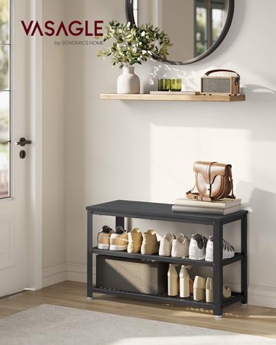 VASAGLE 3-Tier Shoe Rack, Storage Bench - Image 2