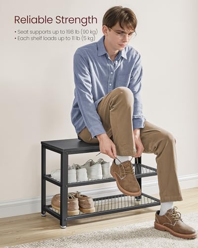 VASAGLE 3-Tier Shoe Rack, Storage Bench - Image 4