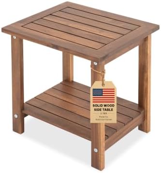Acacia Wood Adirondack Side Table, 2-Tier Outdoor End Table by VICTORYRELAX