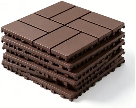 Interlocking Deck Tiles Outdoor Waterproof 44 Pack, Plastic Snap Together Patio by YumiMuasy
