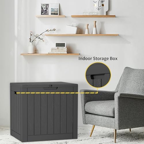 PatioZen 30 Gallon Resin Deck Box, Lockable Outdoor Storage Box - Image 4