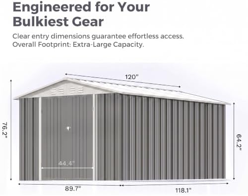 Devoko 8x10 FT Outdoor Storage Shed, Metal Tool Shed - Image 2