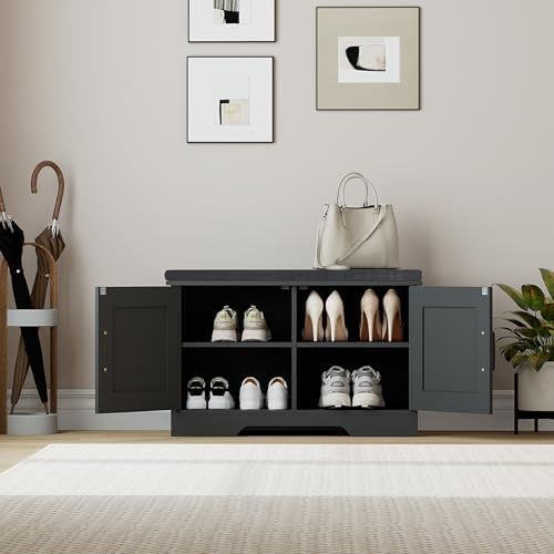 HOMSHO Farmhouse Shoe Storage Bench - Image 4