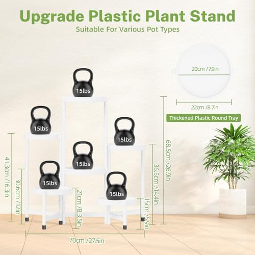 iDavosic.ly 6 Tier Folding Plant Stand Indoor Outdoor, Plastic Tray - Image 5