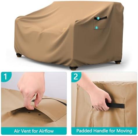 3-Seater Waterproof Outdoor Couch Cover 78"L×33"D×32"H Brown - Image 4