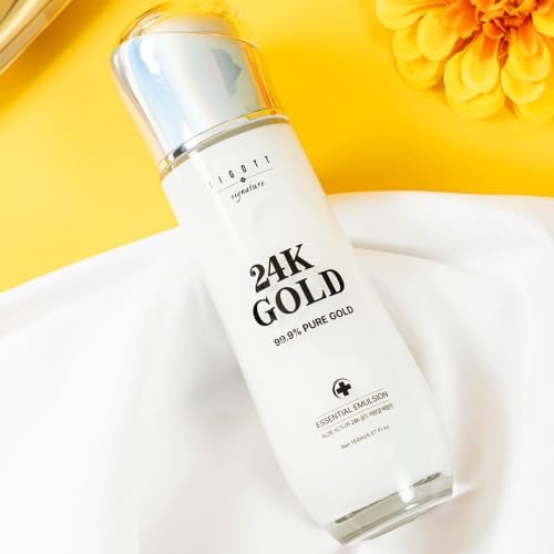 Signature 24K Gold Essential Skin Care 3 Set Toner, Emulsion, Cream Set (24K Gold)