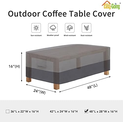 Easy-Going Patio Coffee Table Cover Small Outdoor Rectangular Furniture Ottoman - Image 2