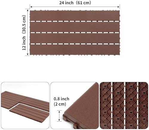 Interlocking Deck Tiles, Plastic Patio Flooring, 22 Pack, All-Weather Plastic - Image 2