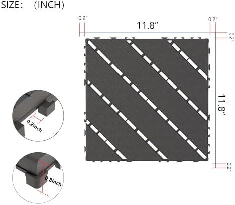 Plastic Interlocking Deck Tiles, 44 Pack 12"x12" Waterproof Patio Floor Tiles - Image 2