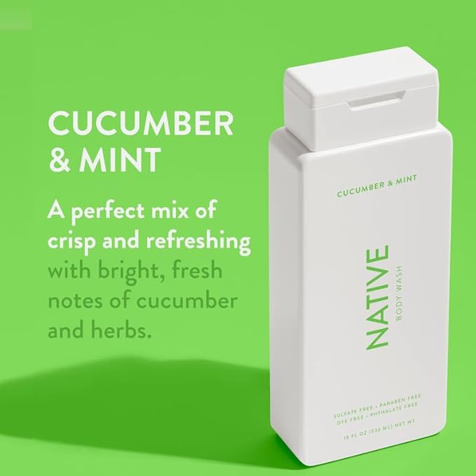 Native Body Wash Contains Naturally Derived Ingredients | for Women & Men, Sulfate, Paraben, & Dye Free Leaving Skin Soft & Hydrated |Coconut & Vanilla, Lavender Rose, & Cucumber Mint, 18 oz Pack of 3