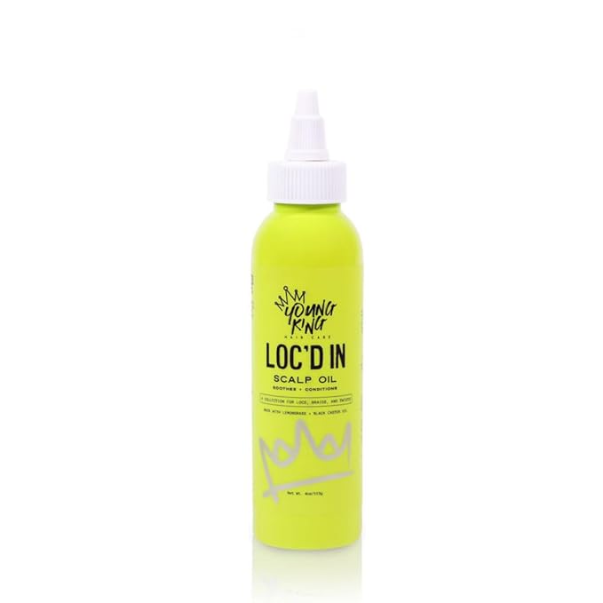 YOUNG KING HAIR CARE Growth Scalp Oil | For All Hair Types | Lemongrass and Black Castor Oil | Soothes and Conditions for Dreads, Braids, Twists | Natural Loc Care and Maintenance (4oz)