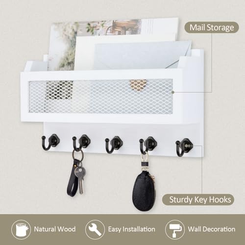 Nekon Mail and Key Holder for Wall Decorative, 11 Inch Mail Holder - Image 3