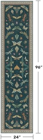 Hazo Haus Teal Boho Runner Rug 2x8, Washable Non Skid Kitchen Sink Carpet - Image 2