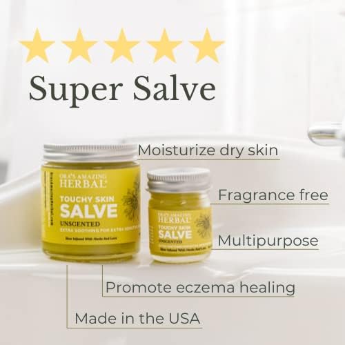 Ora's Amazing Herbal, Eczema Treatment, Touchy Skin Salve, Ultra Healing Body Butter, Organic Calendula for Skin, Herbal Salves, Unscented Skin Care