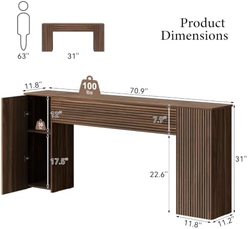 FABATO 70.8” Fluted Long Console Table - Image 2