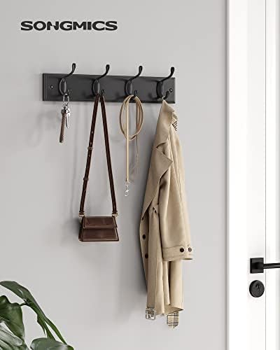 SONGMICS Wall-Mounted Coat Rack, 4 Dual Metal Hooks - Image 2
