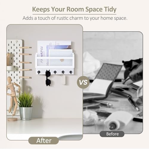 Nekon Mail and Key Holder for Wall Decorative, 11 Inch Mail Holder - Image 2