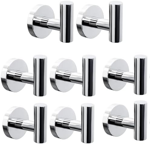 8 Pack Bath Towel Hooks, Wall Mount Towel Holder Chrome Finish Towel Rack by Homagic