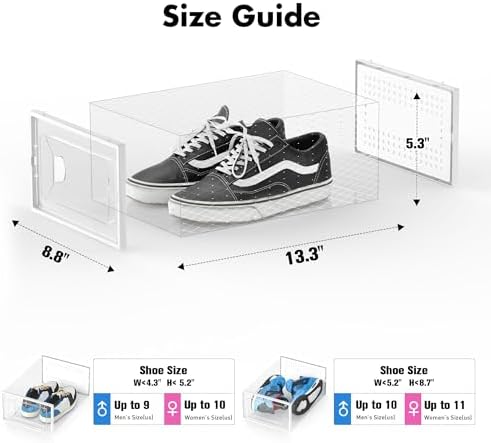 Foluck Shoe Storage Box, 15 Pack Clear Plastic Stackable Organizer - Image 2