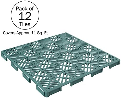 Pure Garden 12-Pack Polypropylene Interlocking Patio Deck Tiles - Image 3