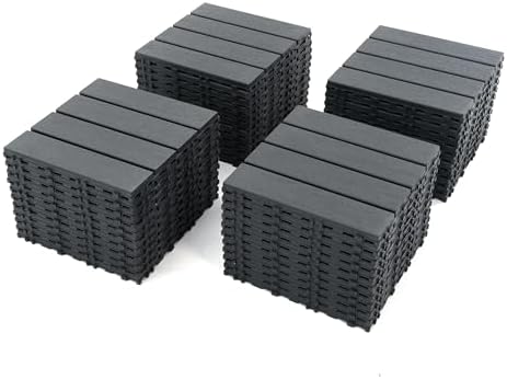 Plastic Interlocking Deck Tiles 12"x12" Waterproof Outdoor Patio Flooring PP - Image 4