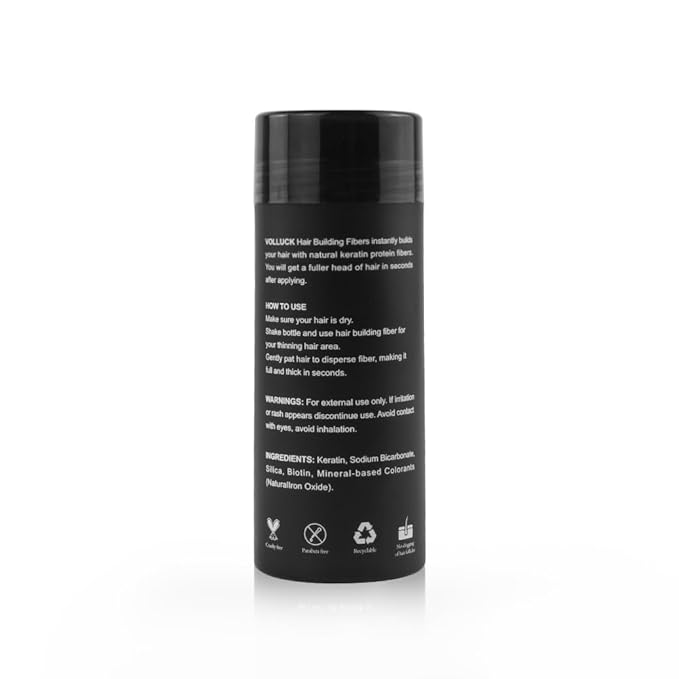 VOLLUCK Hair Fibers for Thinning Hair, Instant Coverage Hair Building Fibers for Women and men, Natural Hair Powder for Conceal Hair Loss 28 g (Dark Brown)