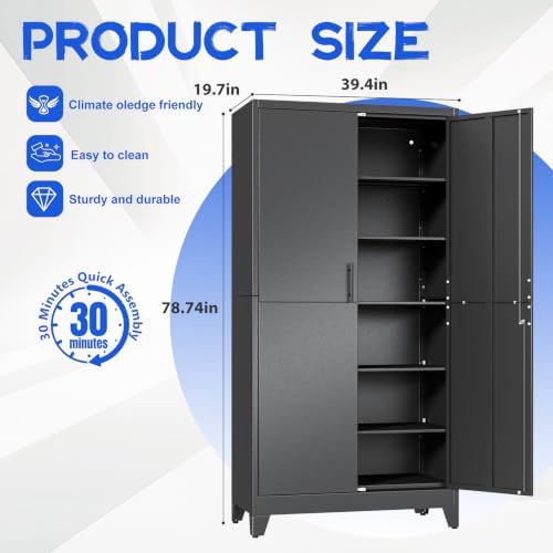 GAIOUS 79" Tall Metal Storage Cabinet - Image 2