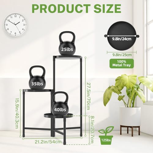 iDavosic.ly 3 Tier Large Plant Stand Indoor Outdoor, 10 In Wide Tray - Image 3