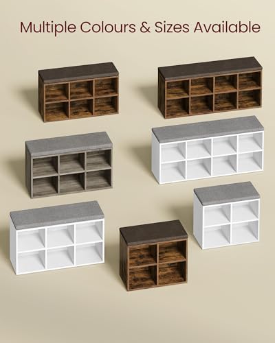 VASAGLE Shoe Bench with Cushion, 8 Compartments, 4 Adjustable Shelves - Image 6