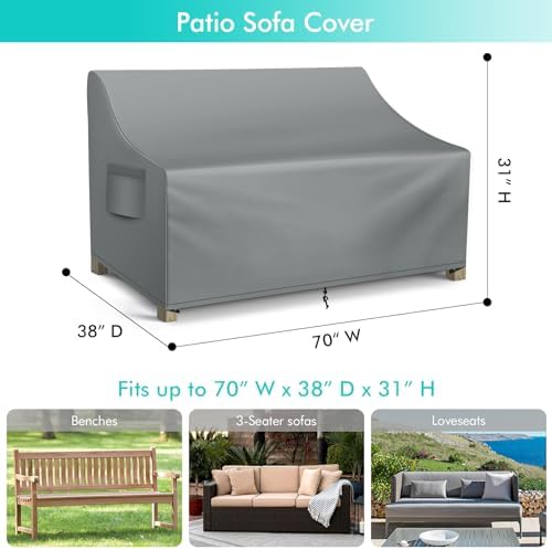 WLEAFJ Patio Sofa Cover Waterproof, Outdoor Loveseat Cover, Heavy Duty Deep - Image 2