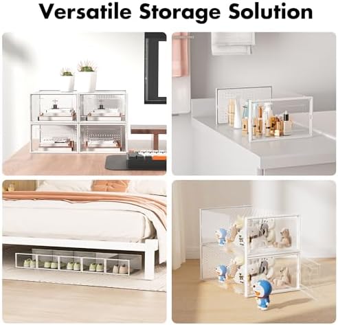 Foluck Shoe Storage Box, 15 Pack Clear Plastic Stackable Organizer - Image 6