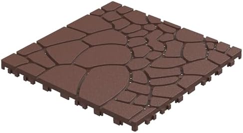 Stone Texture 44 PCS Patio Deck Tiles, 12 x 12in, Waterproof Interlocking Floor - Image 3