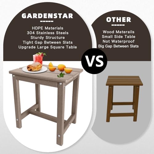 GARDENSTAR Adirondack Square Side Table, one-Tier Outdoor end Table, Patio Side - Image 5