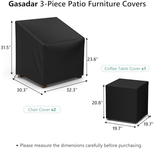 Gasadar Outdoor Furniture Cover Waterproof 3 Piece Set - Image 2
