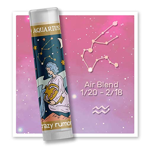 Crazy Rumors Aquarius Zodiac All Natural, Plant Based Lip Balm to Moisturize and Nourish your Lips - Air Blend (Vanilla Cream, Fresh Berry and Botanical Lavender)