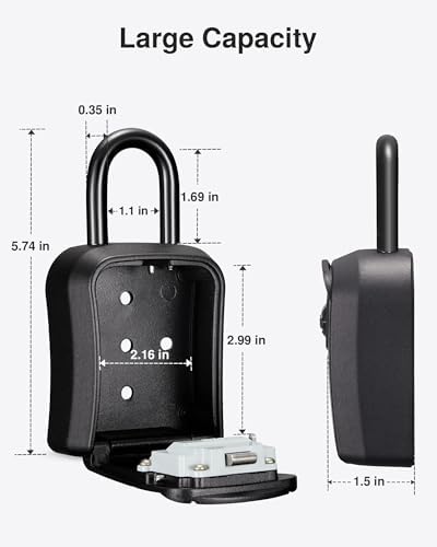 Puroma Key Lock Box Outdoor 4 Digit Code Combination Lockbox House, 2 Black - Image 6