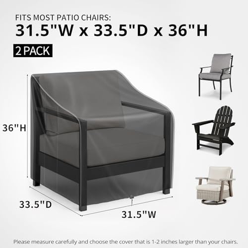 Heavy Duty Patio Chair Cover, 31.5x33.5x36 in, 2 Pack - Image 3