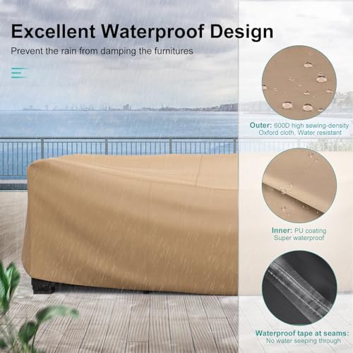 Waterproof Outdoor Patio Furniture Covers 74"L×47"W×28"H Brown - Image 6