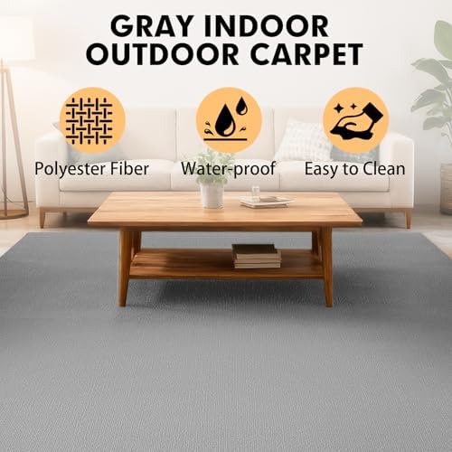Grefinity Marine Carpet, 6 FT x 10 FT Gray Indoor Outdoor Carpet - Image 3