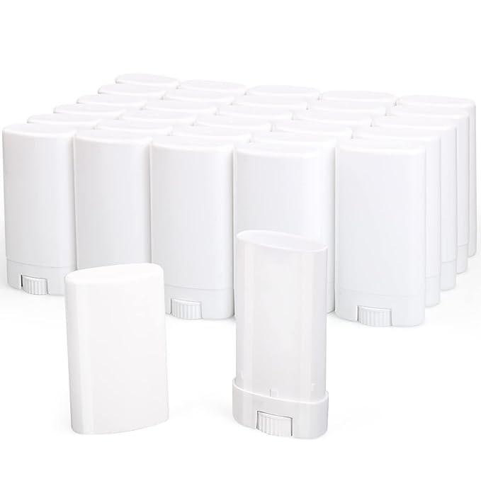 15ml Travel Deodorant Containers,Top-Fill,Empty Plastic Oval Lip Balm Tubes for Chapstick,Lip Balm,Lotion Bar Sticks,Salve,Homemade Solid Lotion,Sample Size Deodorant-30 Pack,White