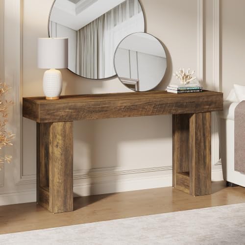 Tribesigns 63-Inch Long Console Table, Wooden Rectangular Sofa Table Behind The - Image 6