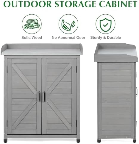 Outdoor Storage Cabinet & Potting Bench Table - Image 4