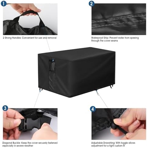 Outdoor Fire Pit Cover Rectangular Waterproof-63x40x27in - Image 4
