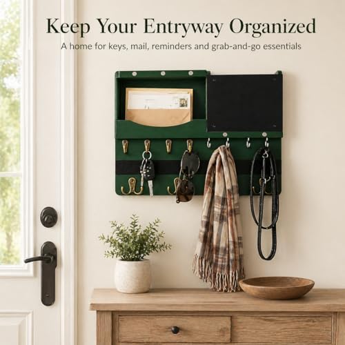 Key Holder Wall Mount with Shelf, Key Hooks - Image 4